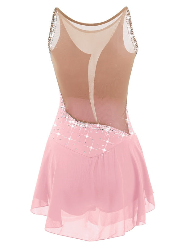 Robe de Patinage Artistique pour Femmes et Filles, Ourlet Asymétrique, Haute Élasticité, Vêtements de Danse, Robe de Patinage