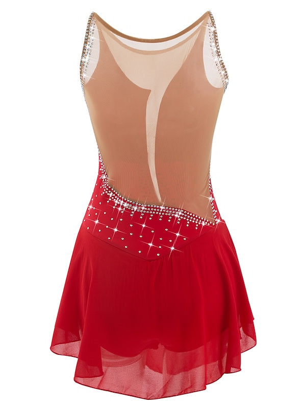 Robe de Patinage Artistique pour Femmes et Filles, Ourlet Asymétrique, Haute Élasticité, Vêtements de Danse, Robe de Patinage