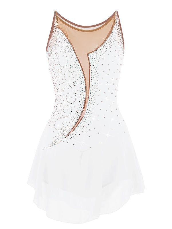 Robe de Patinage Artistique pour Femmes et Filles, Ourlet Asymétrique, Haute Élasticité, Vêtements de Danse, Robe de Patinage