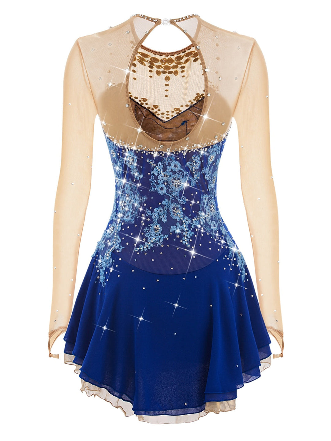 Robe de Patinage Artistique pour Femmes et Filles, en Maille de Glace, en Élasthanne, à Manches Longues, Vêtements de Danse Sur Glace