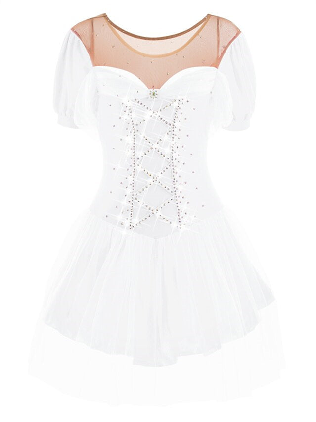 Robe de Patinage Artistique pour Femmes et Filles, Vêtements de Danse Sur Glace, Robe de Patinage Sur Glace en Élasthanne à Haute Élasticité