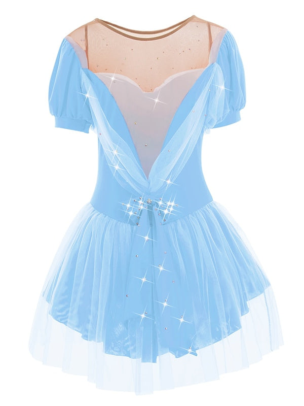 Robe de Patinage Artistique pour Femmes et Filles, Vêtements de Danse Sur Glace, Robe de Patinage Sur Glace en Élasthanne à Haute Élasticité