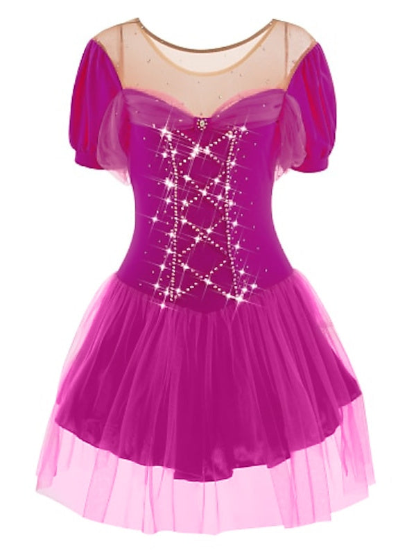 Robe de Patinage Artistique pour Femmes et Filles, Vêtements de Danse Sur Glace, Robe de Patinage Sur Glace en Élasthanne à Haute Élasticité