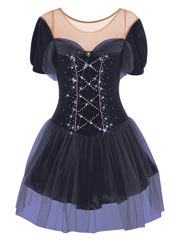 Robe de Patinage Artistique pour Femmes et Filles, Vêtements de Danse Sur Glace, Robe de Patinage Sur Glace en Élasthanne à Haute Élasticité