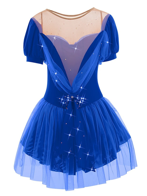 Robe de Patinage Artistique pour Femmes et Filles, Vêtements de Danse Sur Glace, Robe de Patinage Sur Glace en Élasthanne à Haute Élasticité