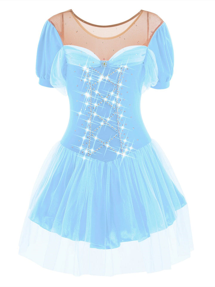 Robe de Patinage Artistique pour Femmes et Filles, Vêtements de Danse Sur Glace, Robe de Patinage Sur Glace en Élasthanne à Haute Élasticité