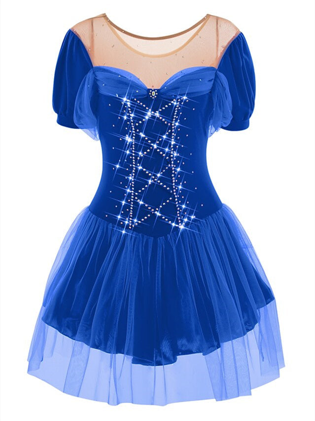 Robe de Patinage Artistique pour Femmes et Filles, Vêtements de Danse Sur Glace, Robe de Patinage Sur Glace en Élasthanne à Haute Élasticité