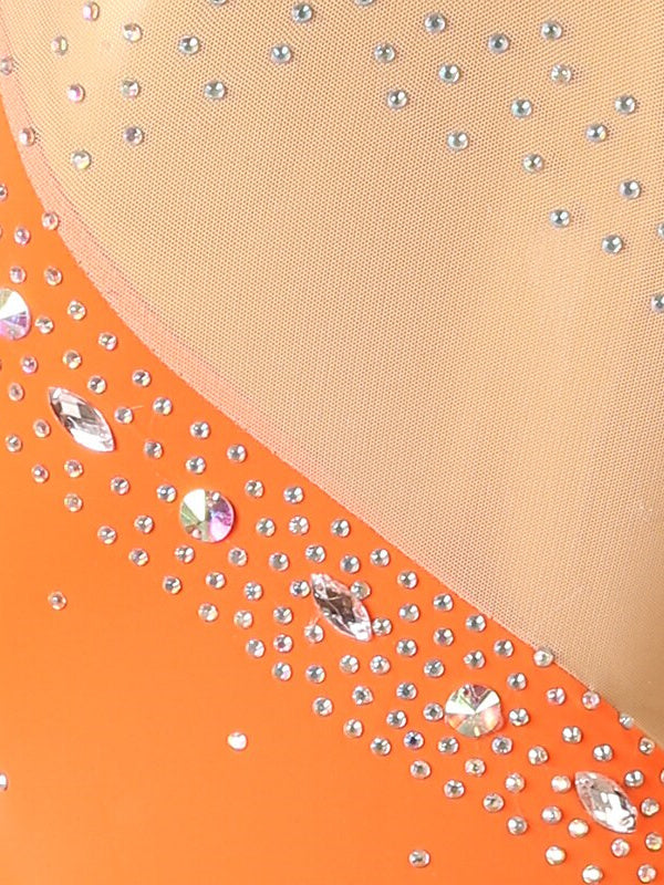 Robe de Patinage Artistique pour Femmes et Filles, Vêtements de Danse Sur Glace, Robe de Patinage Sur Glace Classique à Manches Longues avec Cristaux/Strass