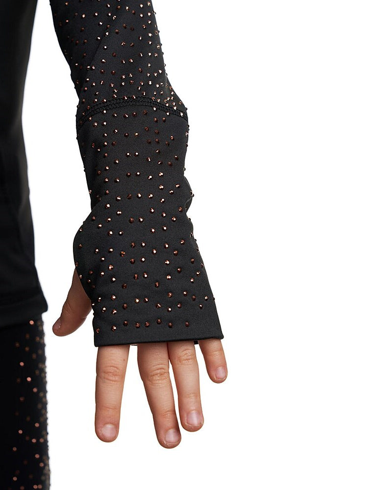 Veste de Patinage Artistique à Manches Longues pour Femmes et Filles avec Cristaux et Strass