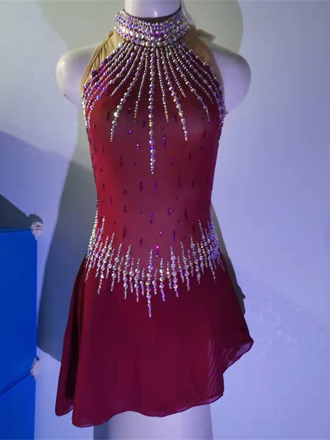 Robe de Patinage Artistique pour Femmes et Filles, Vêtements de Danse Sur Glace, Robe de Patinage Sur Glace en Élasthanne à Haute Élasticité