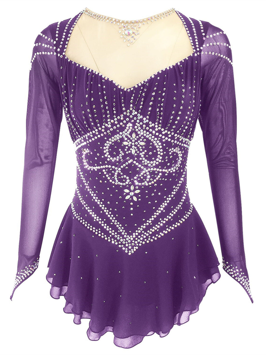 Robe de Patinage Artistique pour Femmes et Filles, Vêtements de Danse, Spandex, Fil Extensible, Couleur Unie, Classique, Cristal/Strass