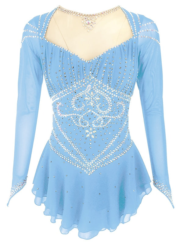 Robe de Patinage Artistique pour Femmes et Filles, Vêtements de Danse, Spandex, Fil Extensible, Couleur Unie, Classique, Cristal/Strass