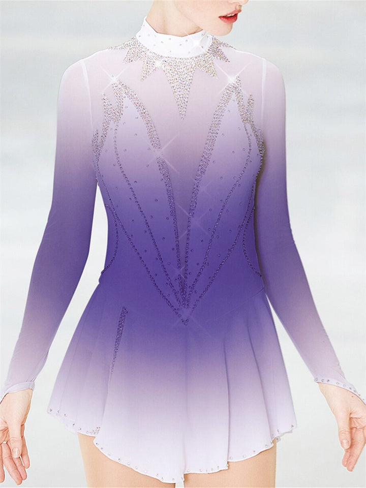 Robe de Patinage Artistique pour Femmes et Filles, Vêtements de Danse Sur Glace, Maille, Élasthanne, Strass, Haute Élasticité, Robe de Patinage Sur Glace