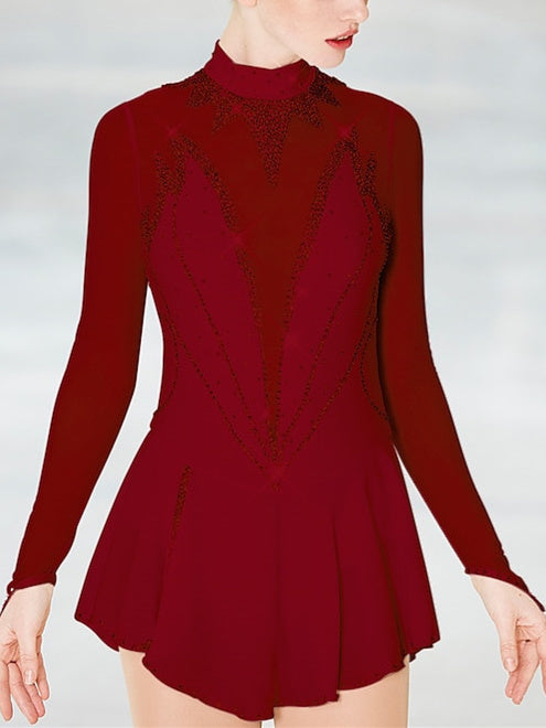 Robe de Patinage Artistique pour Femmes et Filles, Vêtements de Danse Sur Glace, Maille, Élasthanne, Strass, Haute Élasticité, Robe de Patinage Sur Glace