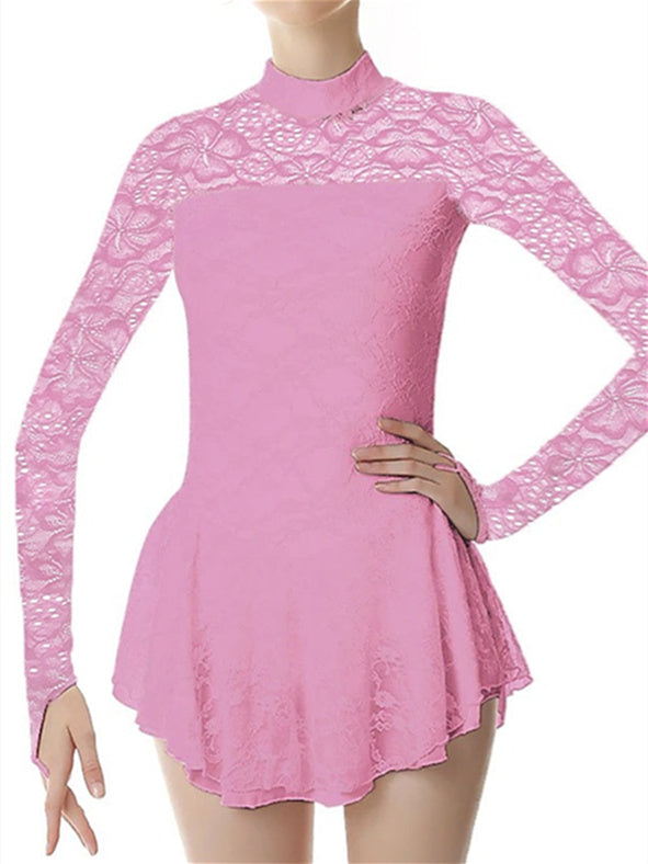 Robe de Patinage Artistique pour Femmes et Filles, Vêtements de Danse, en Élasthanne, Haute Élasticité, Mode, Manches Longues, Robe de Patinage
