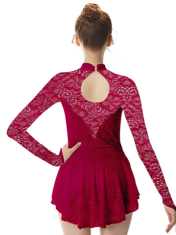 Robe de Patinage Artistique pour Femmes et Filles, Vêtements de Danse, en Élasthanne, Haute Élasticité, Mode, Manches Longues, Robe de Patinage