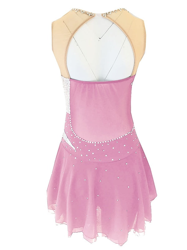 Robe de Patinage Artistique pour Femmes et Filles, Vêtements de Danse, en Élasthanne, Micro-Élastique, Classique, Cristal/Strass, Sans Manches, Robe de Patinage Sur Glace
