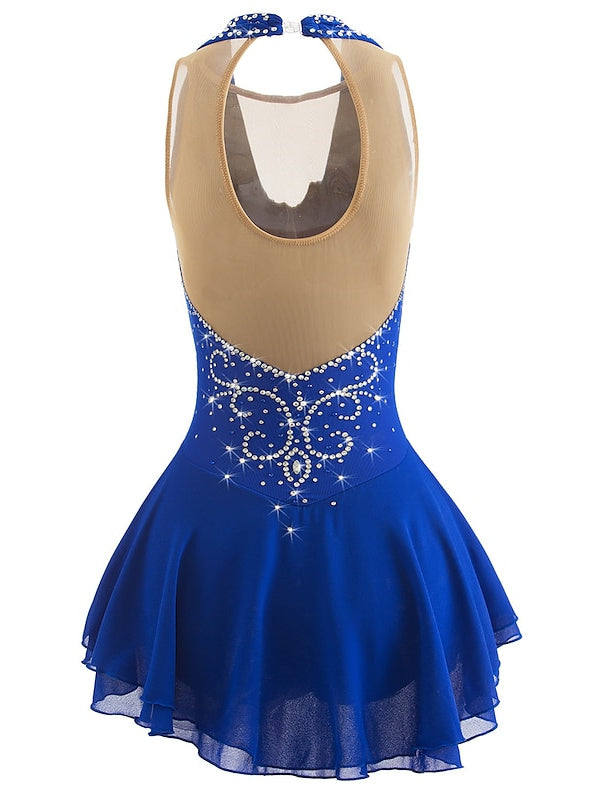 Robe de Patinage Artistique pour Femmes et Filles, Vêtements de Danse Sur Glace, Patchwork, Maille, Élasthanne, Haute Élasticité