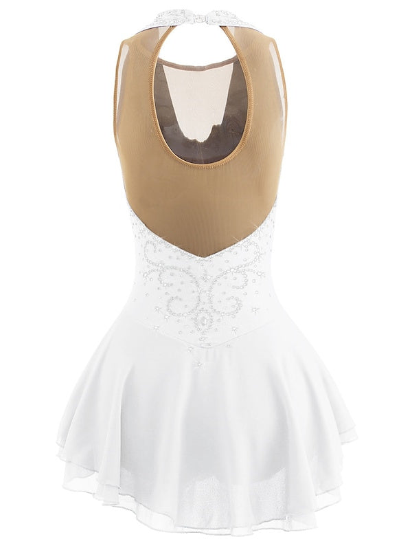 Robe de Patinage Artistique pour Femmes et Filles, Vêtements de Danse Sur Glace, Patchwork, Maille, Élasthanne, Haute Élasticité