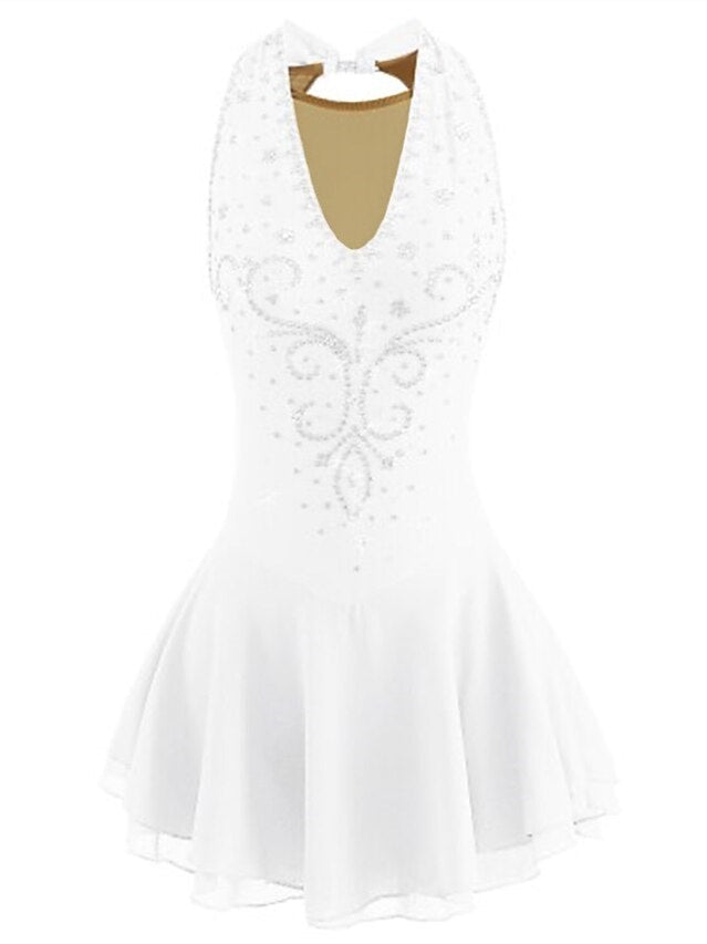 Robe de Patinage Artistique pour Femmes et Filles, Vêtements de Danse Sur Glace, Patchwork, Maille, Élasthanne, Haute Élasticité