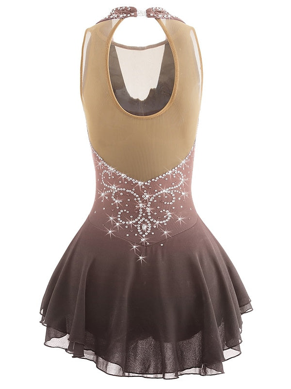 Robe de Patinage Artistique pour Femmes et Filles, Vêtements de Danse Sur Glace, Patchwork, Maille, Élasthanne, Haute Élasticité