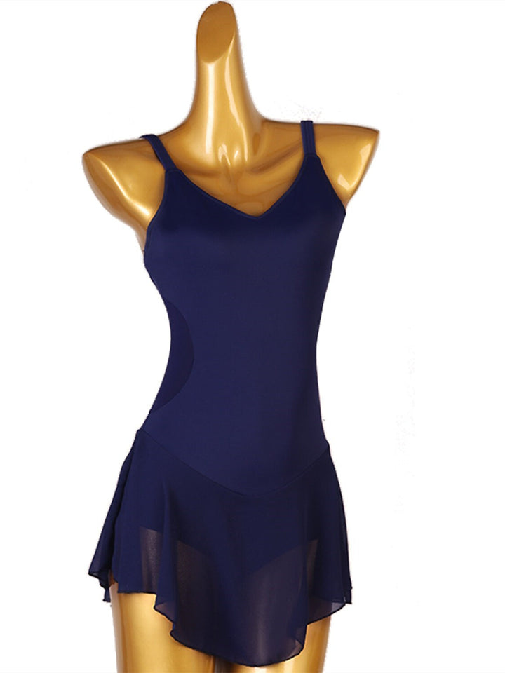 Robe de Patinage Artistique pour Femmes et Filles, Vêtements de Danse, Patchwork, Dos Ouvert, Maille Haute Élasticité, Sans Manches, Robe de Patinage Sur Glace