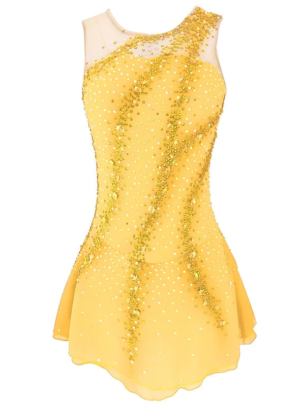 Robe de Patinage Artistique pour Femmes et Filles, Dos Ouvert, en Élasthanne, Fil Extensible, Haute Élasticité, Robe de Patinage Sur Glace