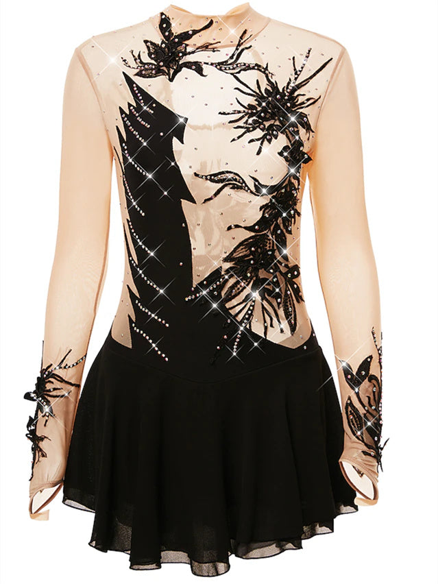 Robe de Patinage Artistique pour Femmes et Filles, en Élasthanne, Haute Élasticité, pour le Patinage Sur Glace, les Sports D'Hiver