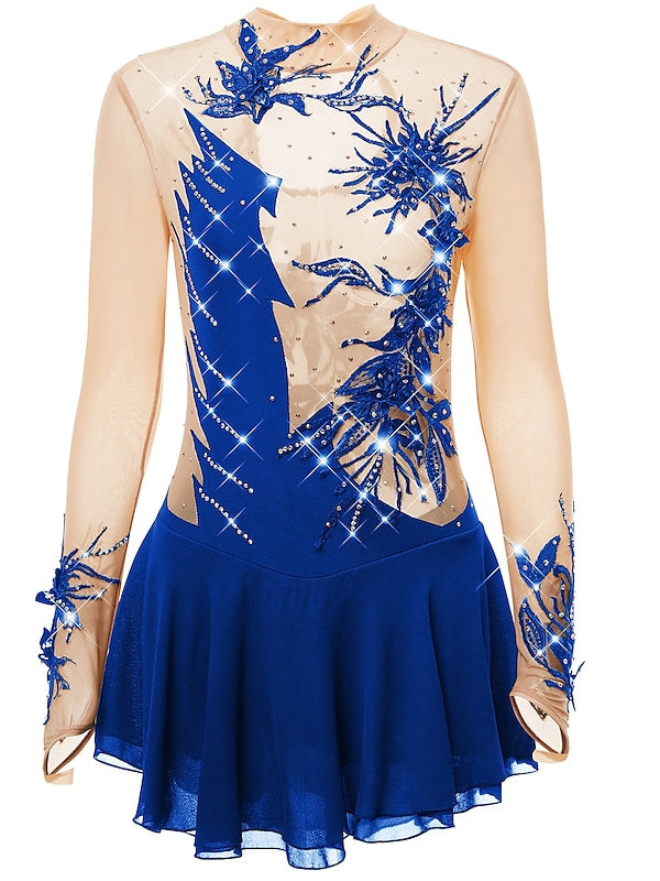 Robe de Patinage Artistique pour Femmes et Filles, en Élasthanne, Haute Élasticité, pour le Patinage Sur Glace, les Sports D'Hiver