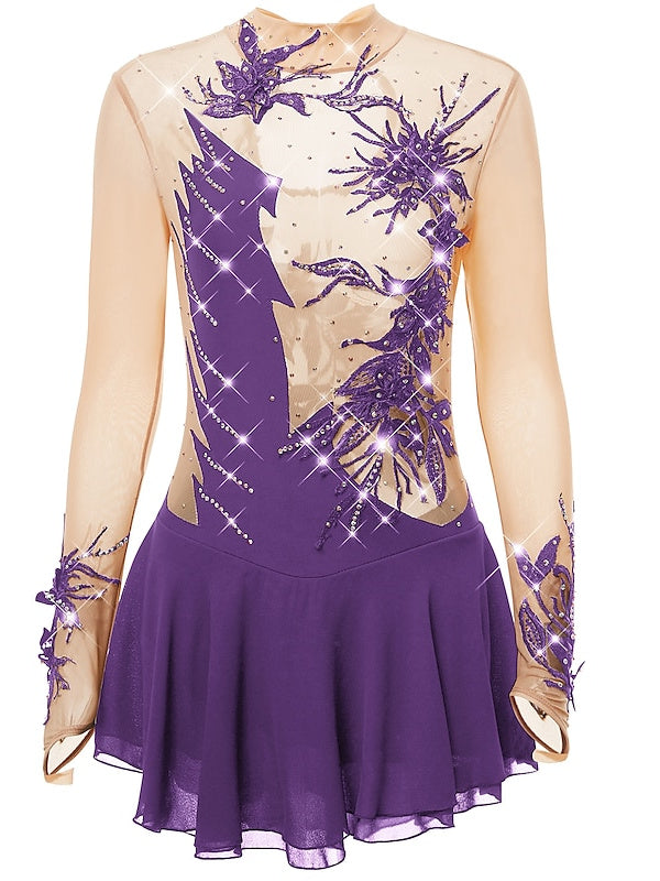 Robe de Patinage Artistique pour Femmes et Filles, en Élasthanne, Haute Élasticité, pour le Patinage Sur Glace, les Sports D'Hiver
