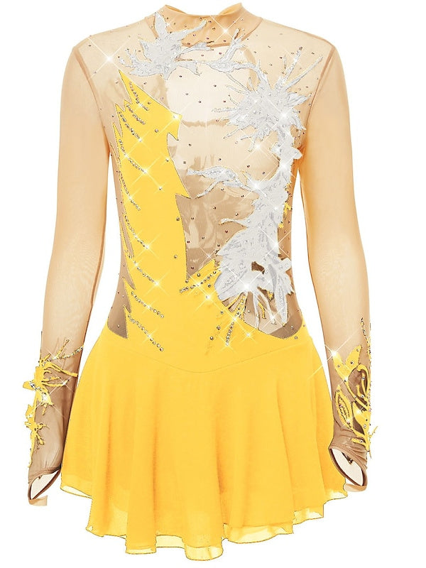 Robe de Patinage Artistique pour Femmes et Filles, en Élasthanne, Haute Élasticité, pour le Patinage Sur Glace, les Sports D'Hiver