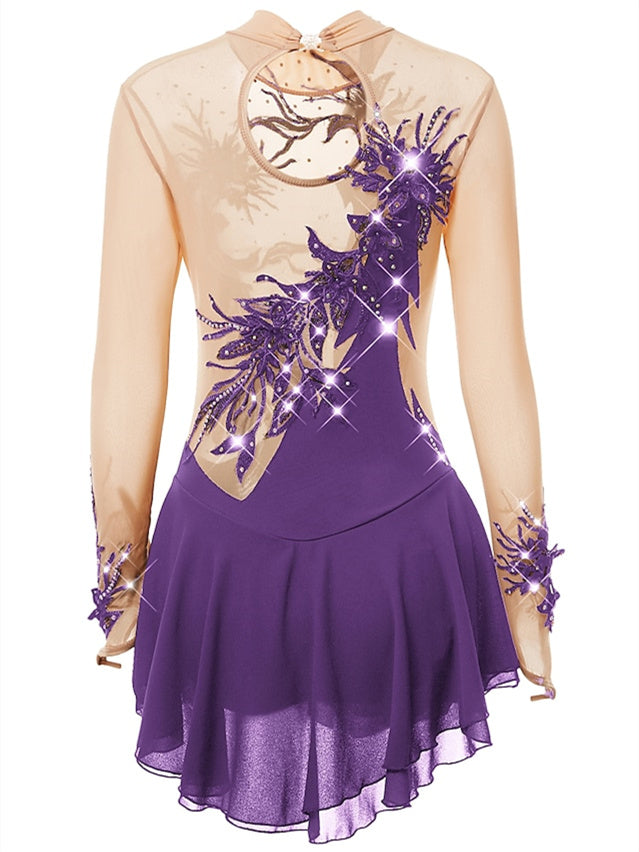 Robe de Patinage Artistique pour Femmes et Filles, en Élasthanne, Haute Élasticité, pour le Patinage Sur Glace, les Sports D'Hiver