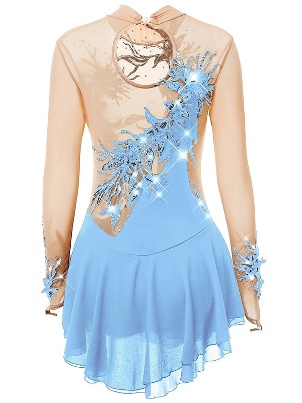 Robe de Patinage Artistique pour Femmes et Filles, en Élasthanne, Haute Élasticité, pour le Patinage Sur Glace, les Sports D'Hiver