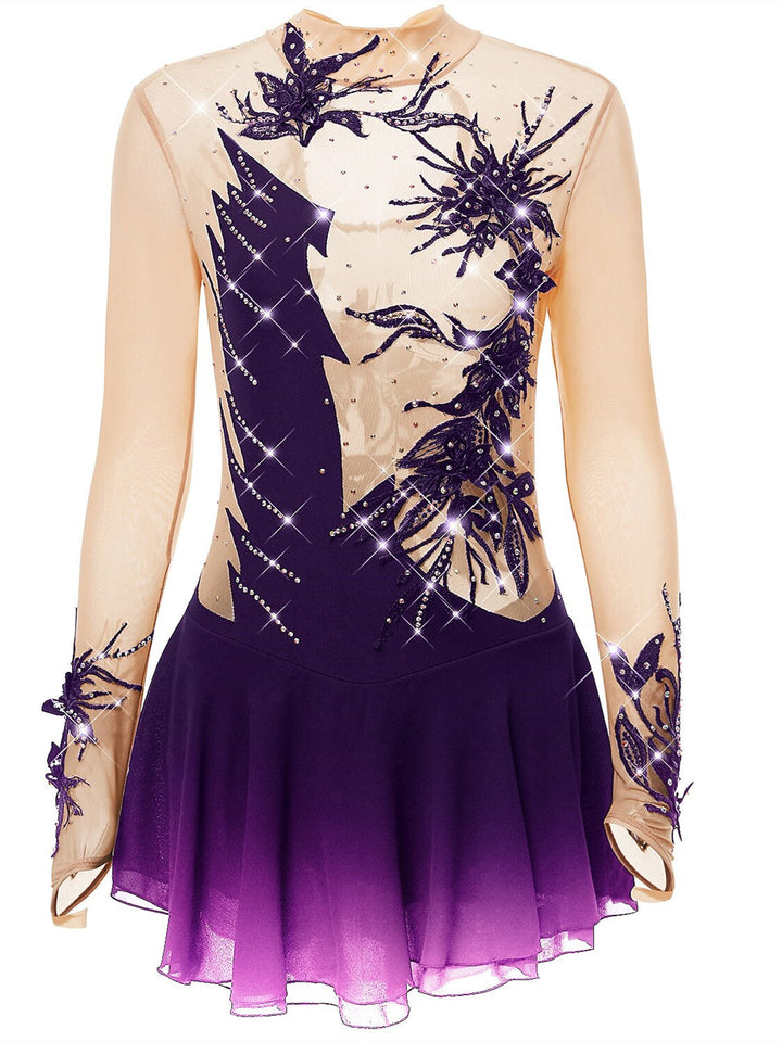 Robe de Patinage Artistique pour Femmes et Filles, en Élasthanne, Haute Élasticité, pour le Patinage Sur Glace, les Sports D'Hiver
