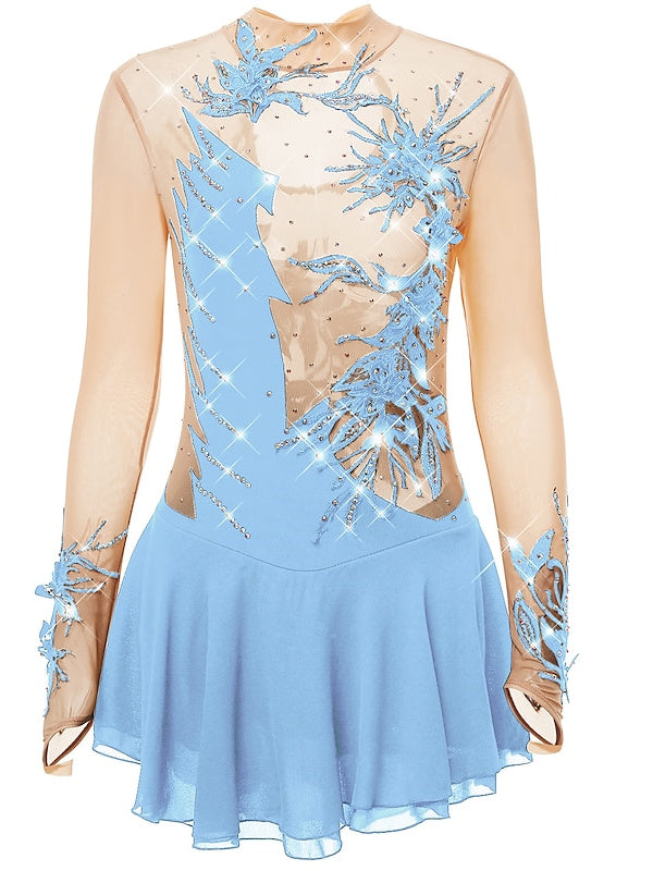 Robe de Patinage Artistique pour Femmes et Filles, en Élasthanne, Haute Élasticité, pour le Patinage Sur Glace, les Sports D'Hiver
