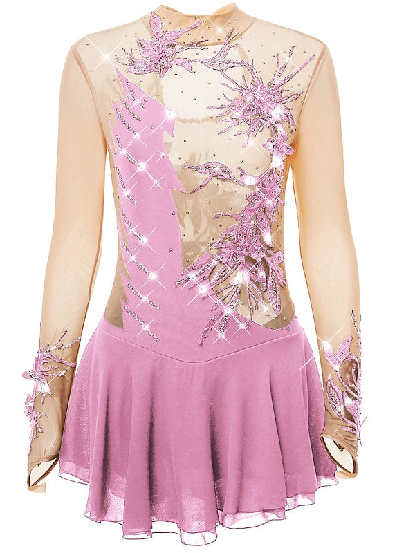 Robe de Patinage Artistique pour Femmes et Filles, en Élasthanne, Haute Élasticité, pour le Patinage Sur Glace, les Sports D'Hiver