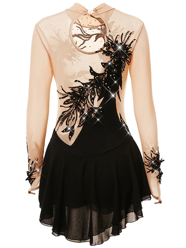 Robe de Patinage Artistique pour Femmes et Filles, en Élasthanne, Haute Élasticité, pour le Patinage Sur Glace, les Sports D'Hiver