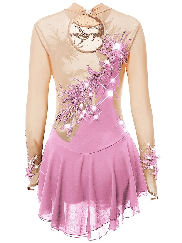Robe de Patinage Artistique pour Femmes et Filles, en Élasthanne, Haute Élasticité, pour le Patinage Sur Glace, les Sports D'Hiver