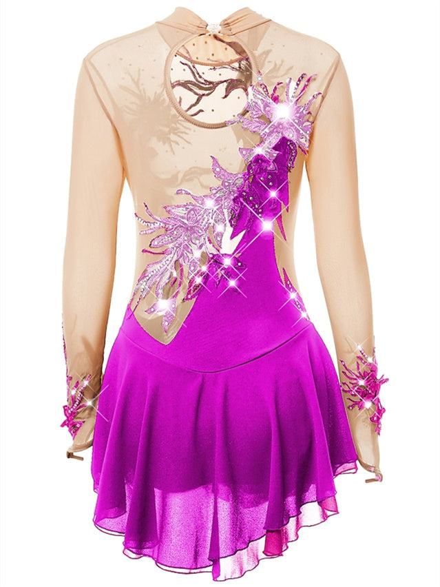 Robe de Patinage Artistique pour Femmes et Filles, en Élasthanne, Haute Élasticité, pour le Patinage Sur Glace, les Sports D'Hiver