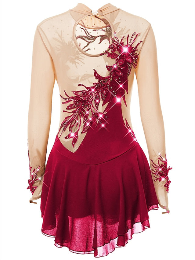 Robe de Patinage Artistique pour Femmes et Filles, en Élasthanne, Haute Élasticité, pour le Patinage Sur Glace, les Sports D'Hiver