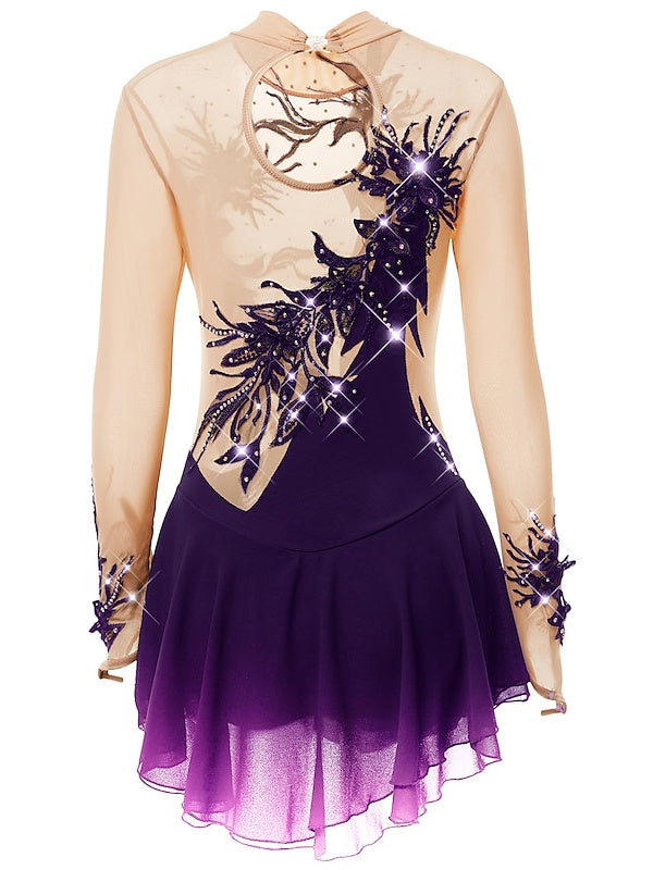 Robe de Patinage Artistique pour Femmes et Filles, en Élasthanne, Haute Élasticité, pour le Patinage Sur Glace, les Sports D'Hiver