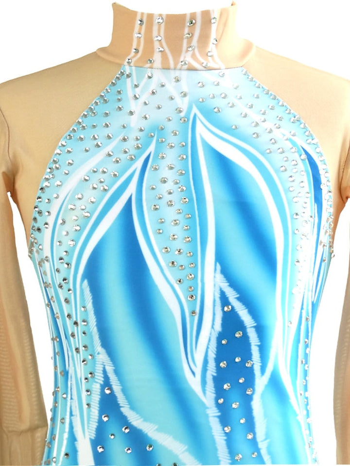 Robe de Patinage Artistique pour Femmes et Filles, Robe de Patinage Sur Glace Classique en Cristal/Strass, Haute Élasticité, Faite à la Main