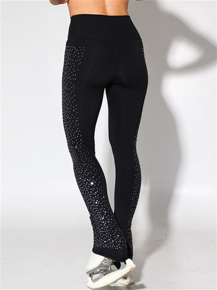 Pantalons de Patinage Artistique pour Femmes et Filles, Vêtements de Danse Sur Glace, Bas de Patinage Sur Glace Extensibles avec Cristaux/Strass
