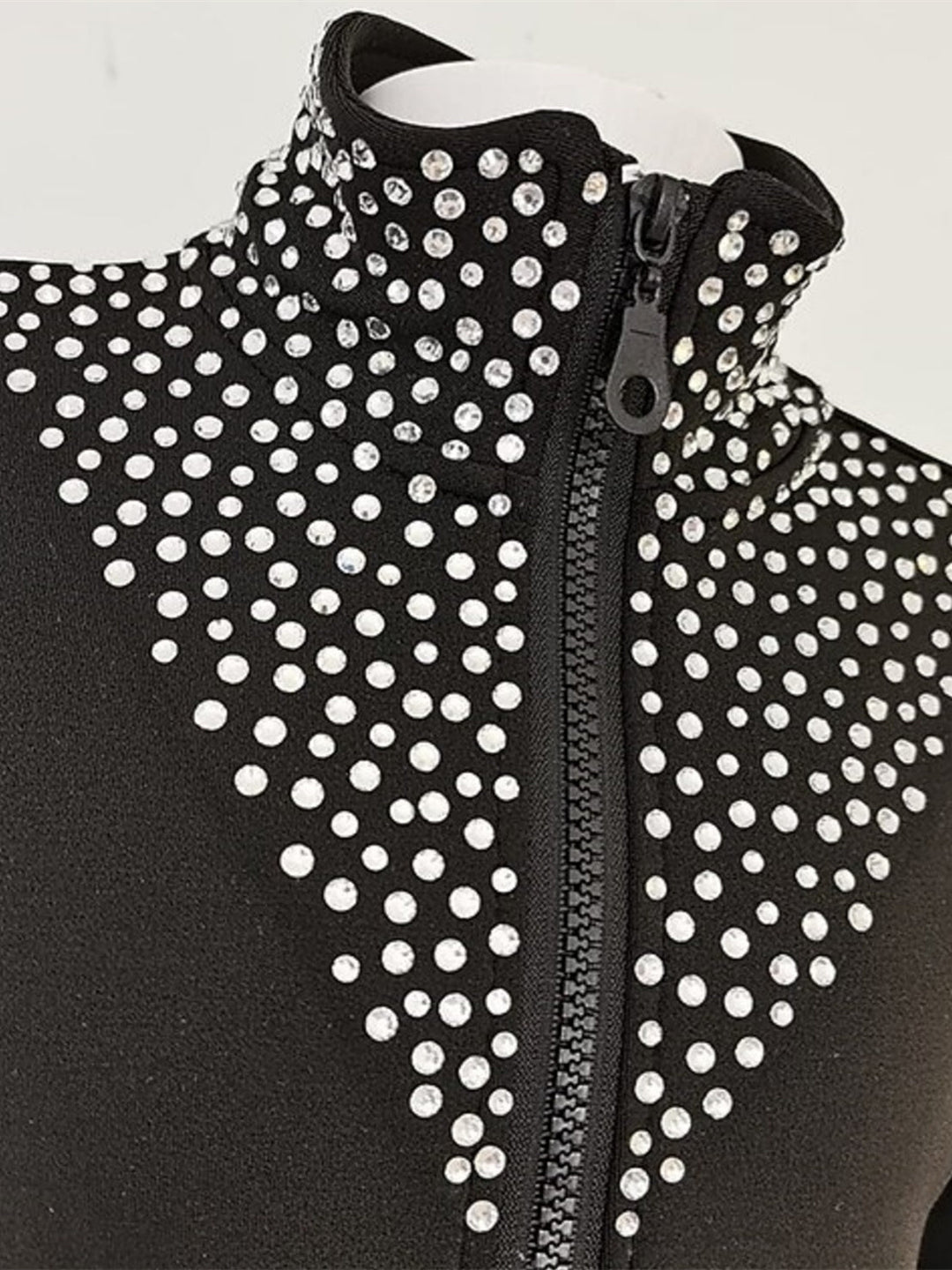 Robe de Patinage Artistique pour Femmes et Filles, Veste en Cristal/Strass, Manches Longues, Vêtements de Danse, Patinage Sur Glace