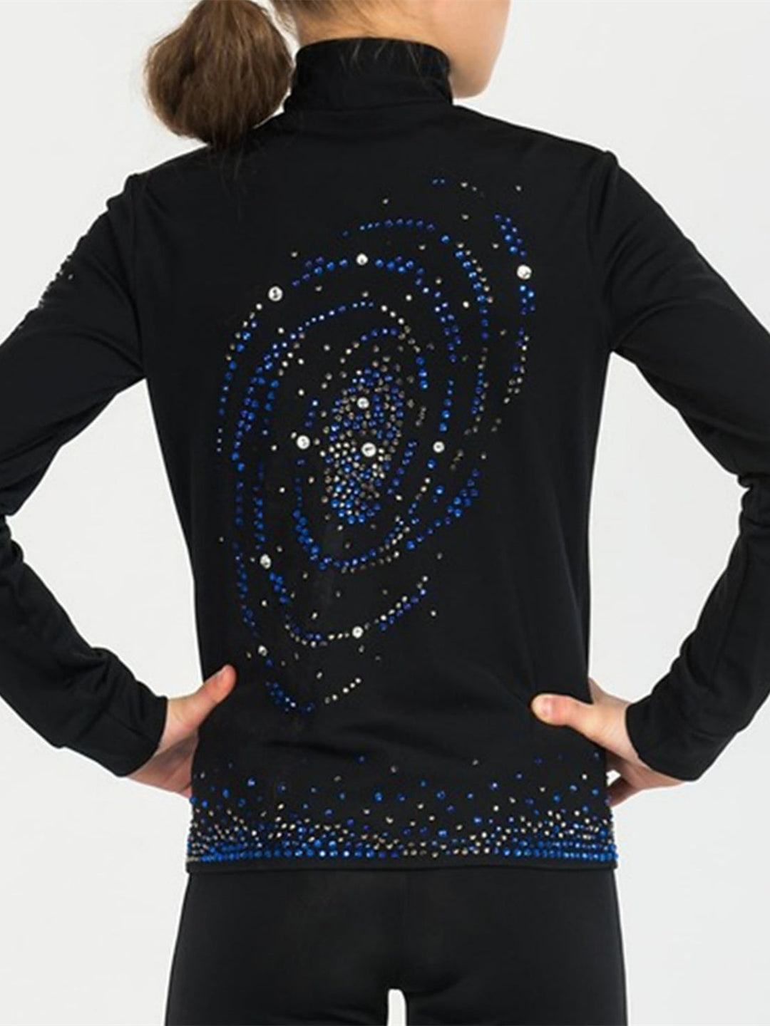 Robe de Patinage Artistique pour Femmes et Filles, Tenue de Danse à Manches Longues en Cristal/Strass, Robe de Patinage Sur Glace