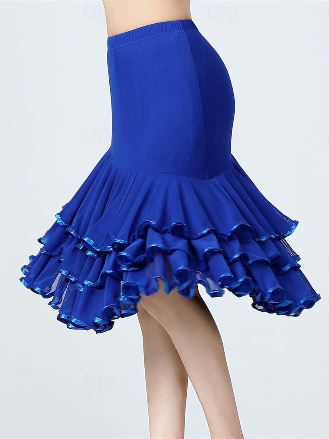 Jupes de Danse de Salon de Danse Latine en Tulle Polyester à Volants Épissage de Couleur Pure Entraînement de Performance pour Femmes