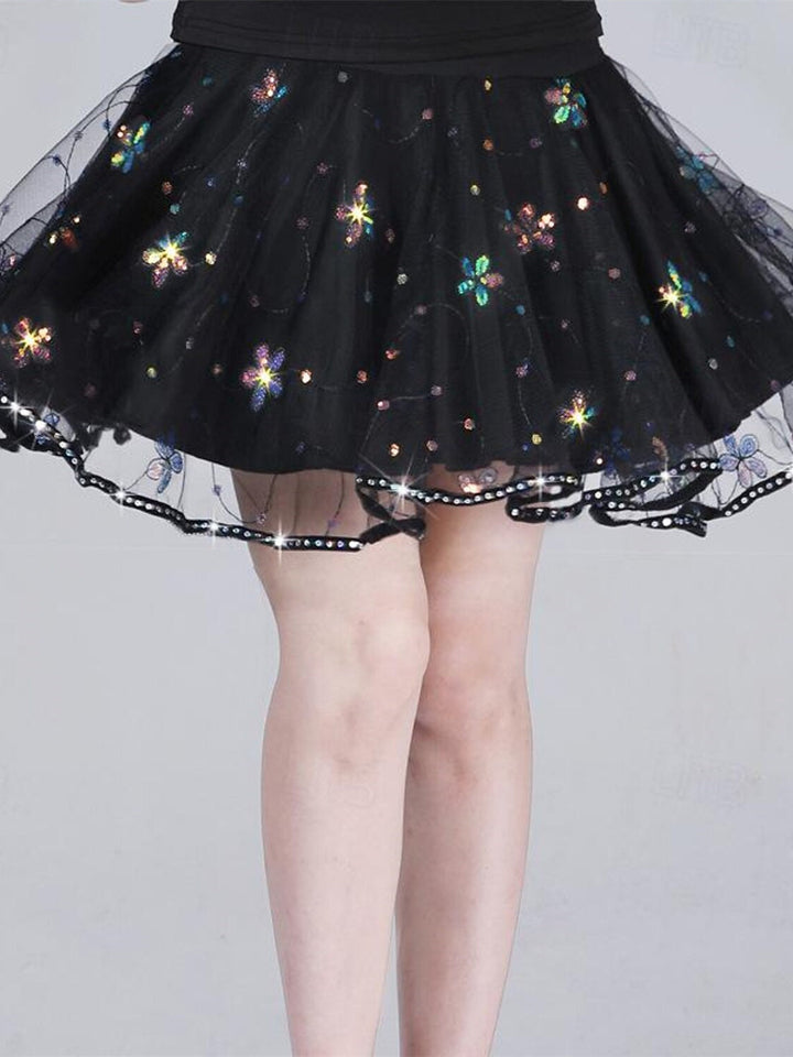 Jupes de Danse de Salon de Danse Latine en Polyester de Couleur Pure pour Femmes