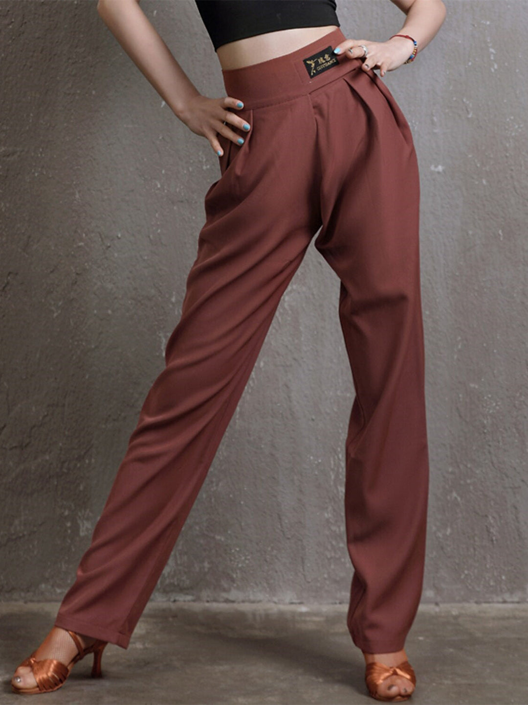 Pantalon de Danse Latine pour Femme, Couleur Médiocre, Tenue Quotidienne, Élasthanne
