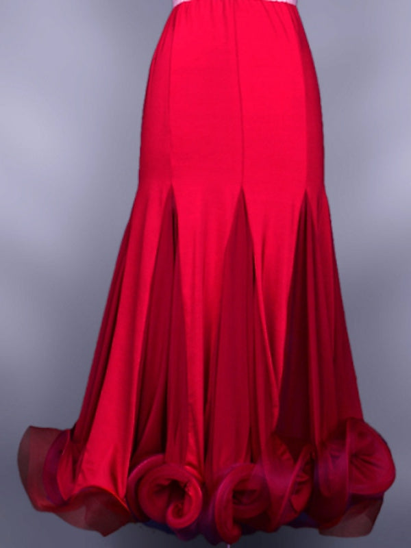 Jupe de Danse de Salon pour Femmes, Entraînement, Performance, Crêpe Élasthanne/Danse Moderne/Samba