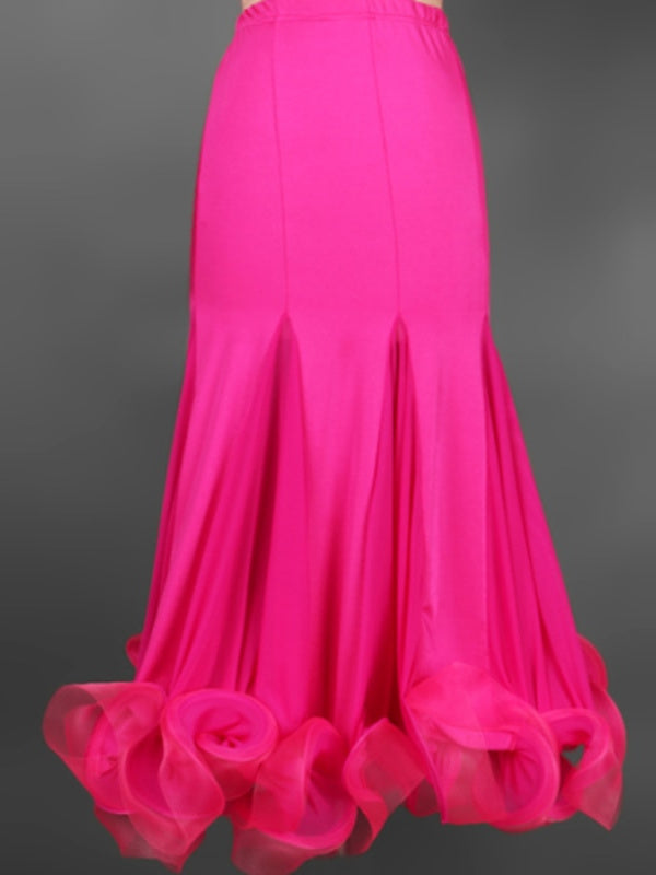 Jupe de Danse de Salon pour Femmes, Entraînement, Performance, Crêpe Élasthanne/Danse Moderne/Samba